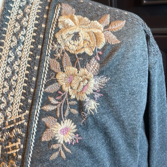 Johnny Was Long Embroidered Cardigan Gray - Picture 4 of 10